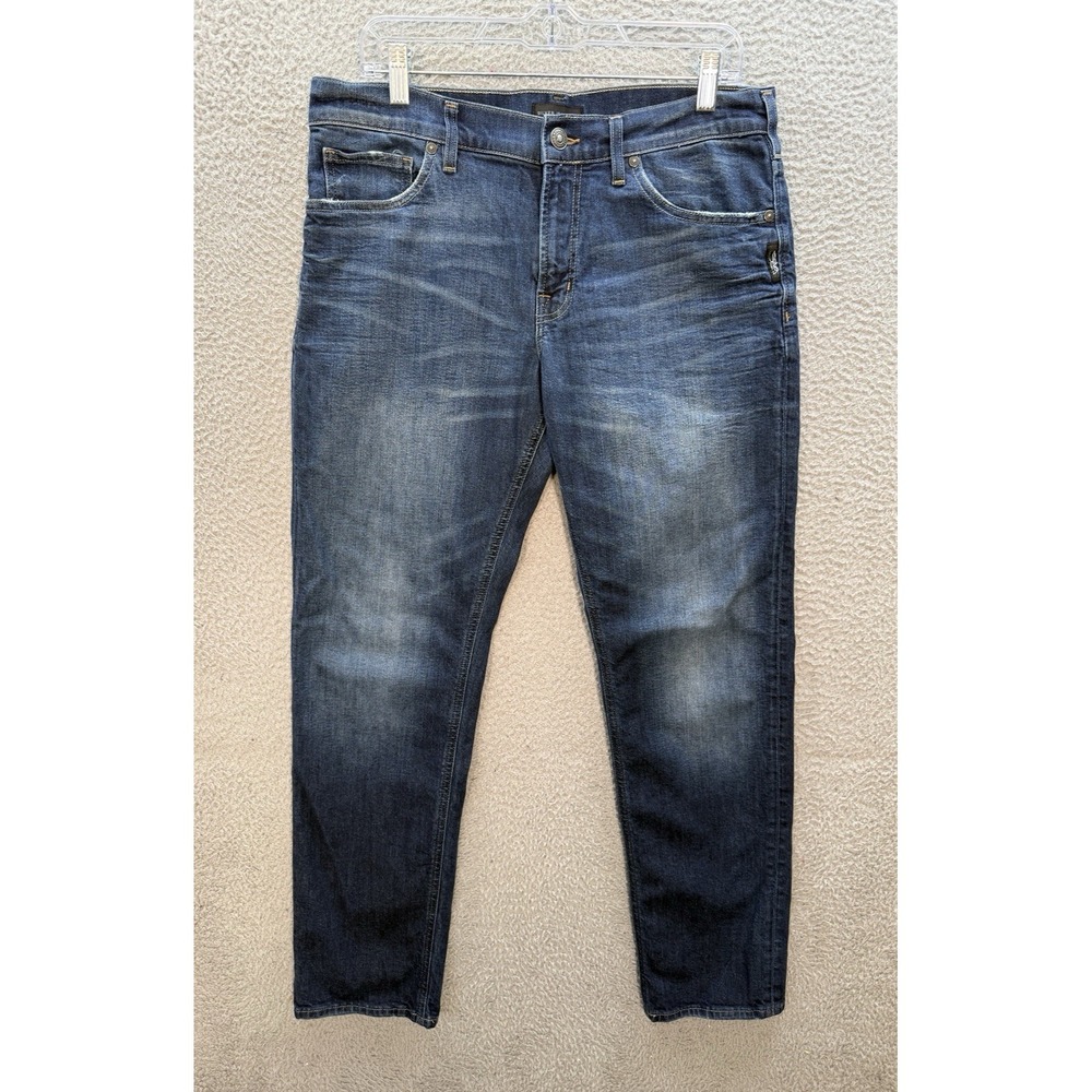 Silver Jeans‎ Mens 31x32 Blue Denim Eddie Relaxed Distressed Rockabilly Biker